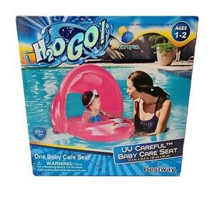 H2O Go UV Protective Baby Care Seat Pool Float 50+ UPF Pink w/ Detachable Cover